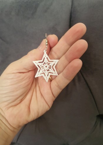 Dantel İşlemeli Beyaz Yıldız Küpeler - Görsel 3