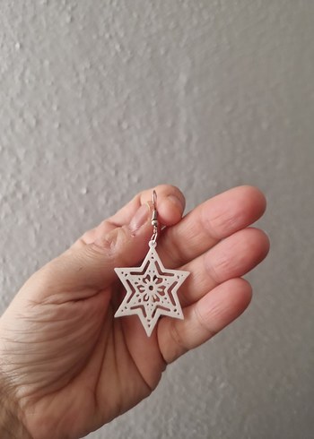 Dantel İşlemeli Beyaz Yıldız Küpeler - Görsel 2