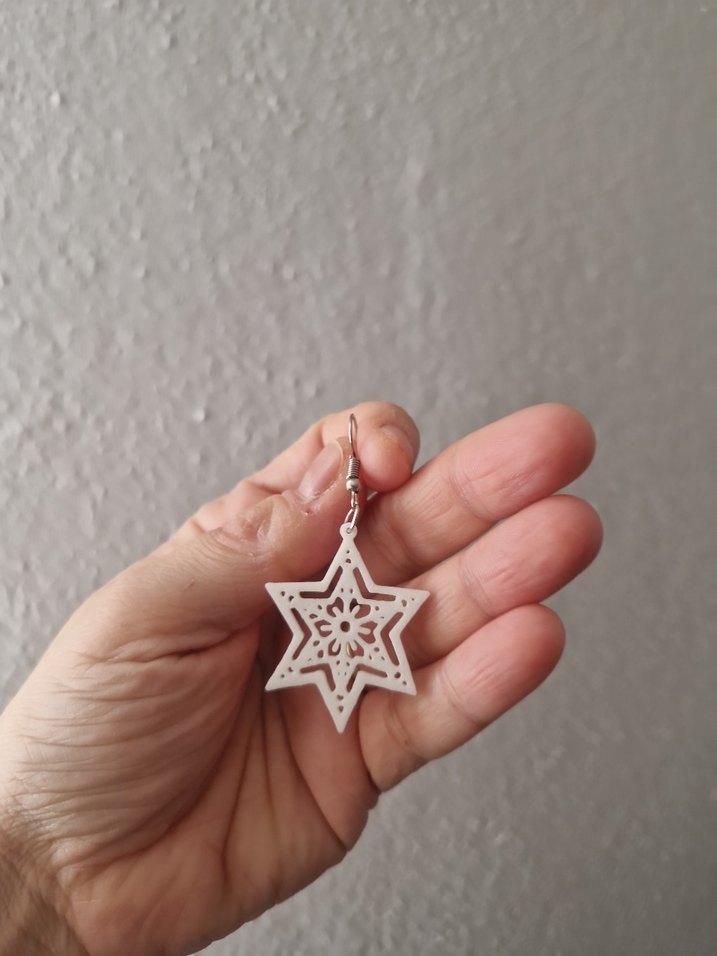 Dantel İşlemeli Beyaz Yıldız Küpeler - Görsel 2