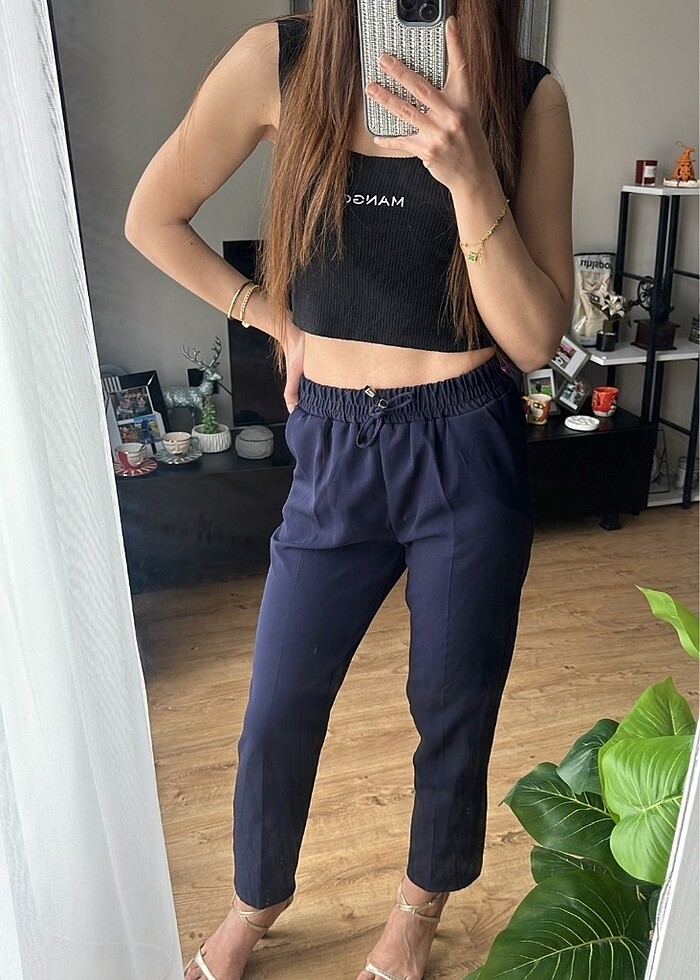 Lacivert havuç paça pantolon - Görsel 3