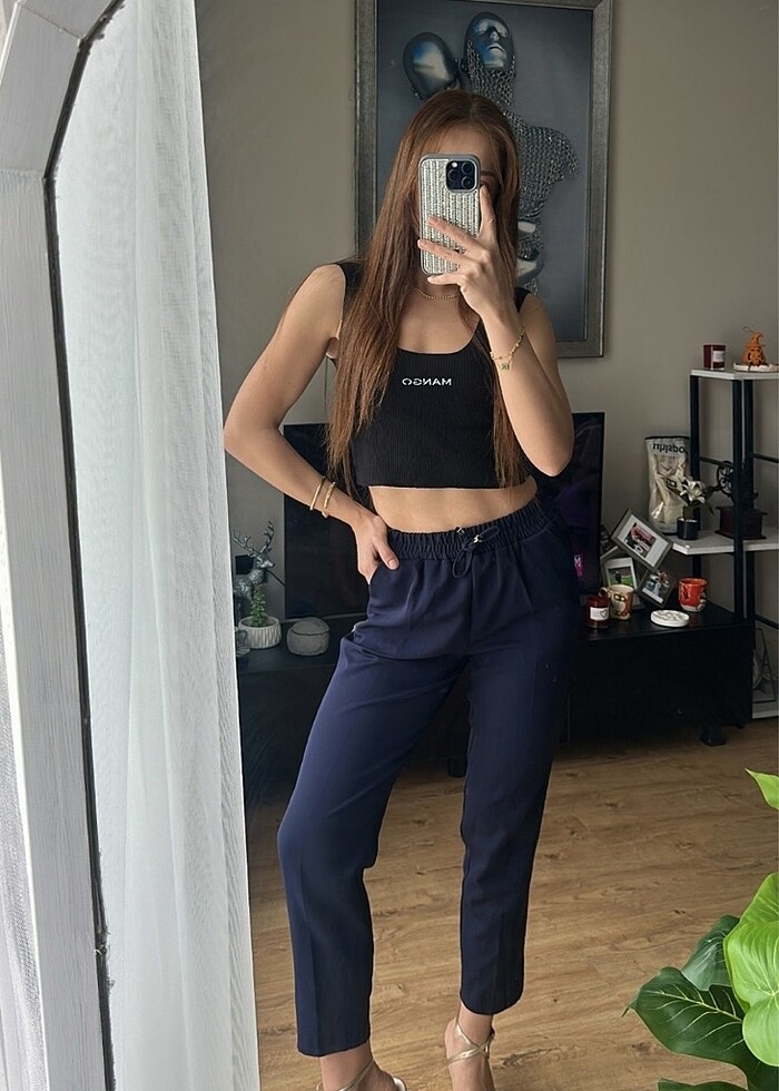 Lacivert havuç paça pantolon - Görsel 2