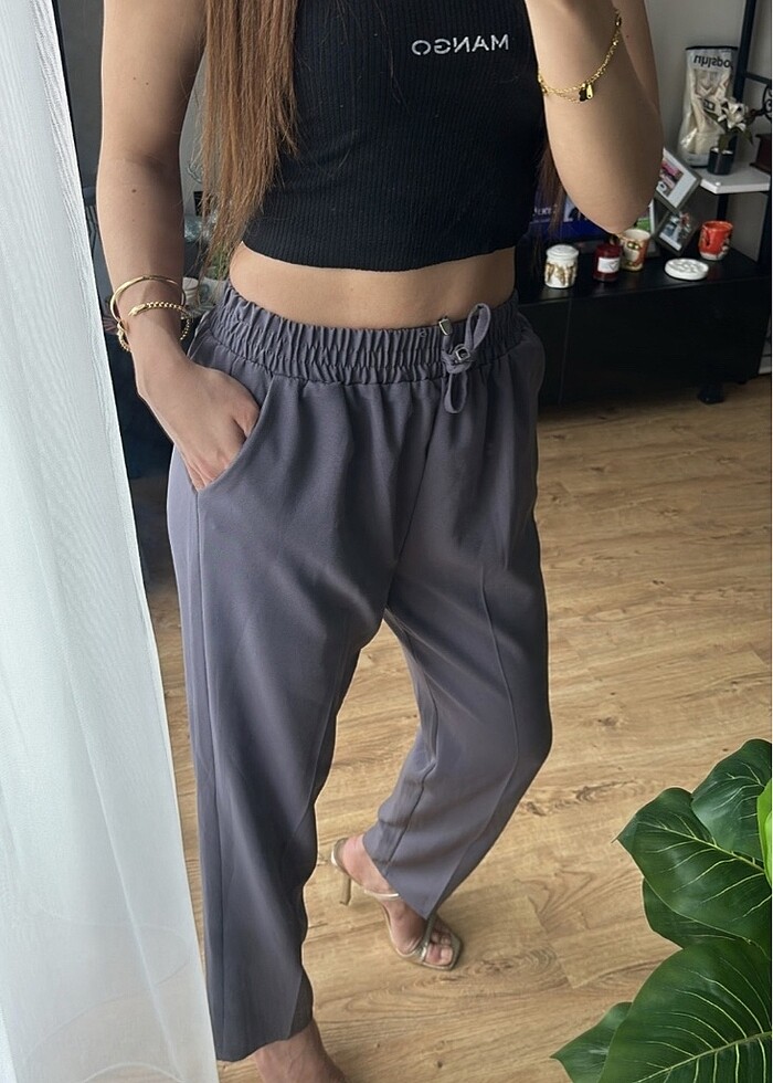 Antrasit havuç paça pantolon - Görsel 3