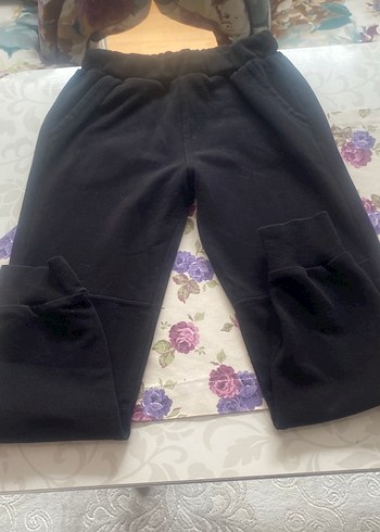 Kadın Siyah Midi Sweatpants Velcro Detaylı