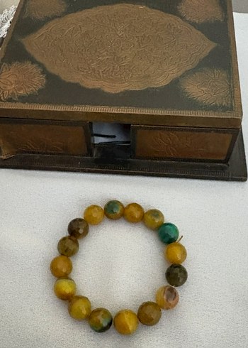 Orjinal sarı yeşil akik taş bileklik - Görsel 2