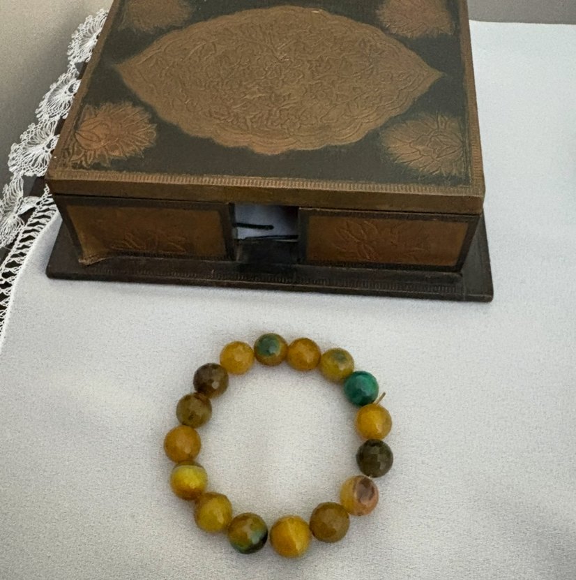 Orjinal sarı yeşil akik taş bileklik - Görsel 2