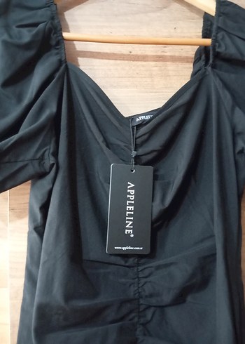 LC Waikiki Drapeli V Yaka Siyah Mini Elbise