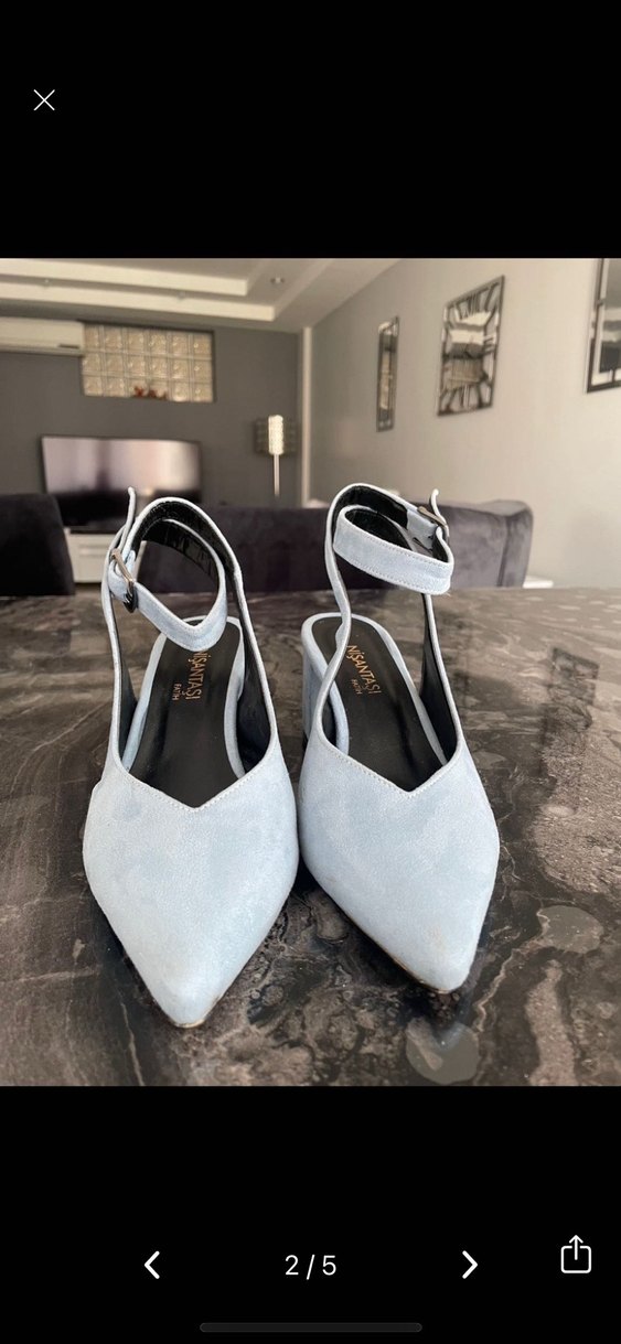 Beyaz Süet Tokalı Topuklu Kadın Ayakkabı - Görsel 3