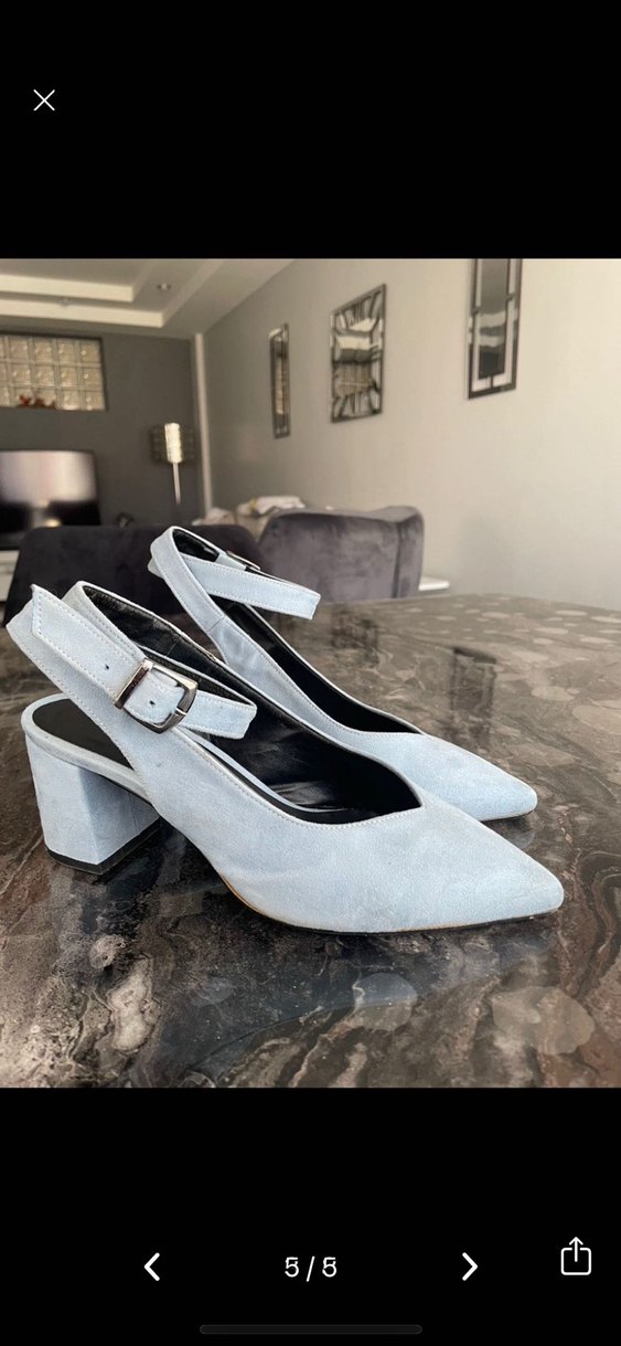 Beyaz Süet Tokalı Topuklu Kadın Ayakkabı - Görsel 2