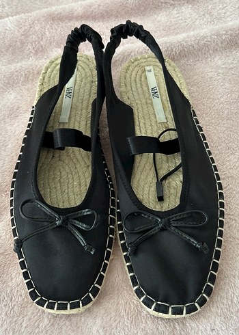 Siyah saten Fiyonk Detaylı espadril