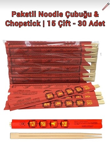 Paketli Bambu Noodle Çubuğu Chopstick 15 Çift