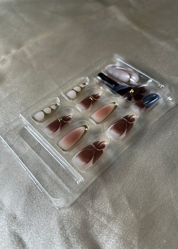 Diğer Kahve Tonlu Soyut Desenli Takma Tırnak 24lü Set
