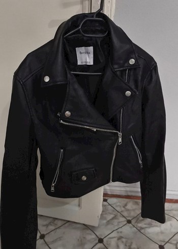 Siyah Kemerli Biker Deri Ceket berhka - Görsel 3