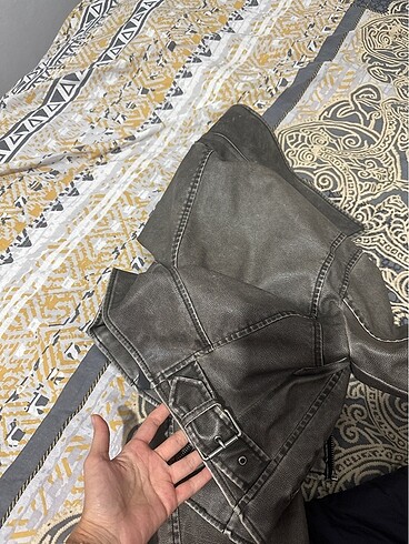 s Beden kahverengi Renk Suni Deri ceket pull&bear S beden
