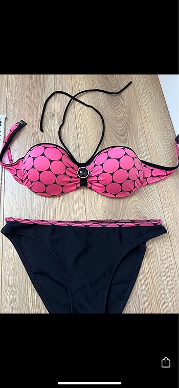 Diğer Pembe renk boyundan bağlamalı bikini