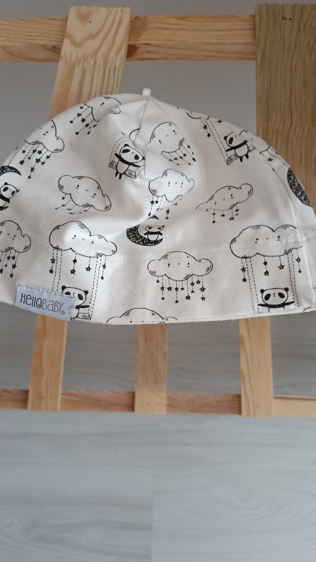 Baskılı Gri Pamuk Bebek Şapkası - Görsel 2