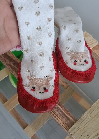 Nakışlı Beyaz Kız Çocuk Sıcak Ev Terliği - Görsel 2