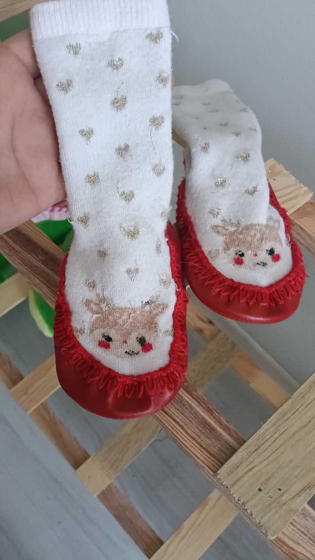 Nakışlı Beyaz Kız Çocuk Sıcak Ev Terliği - Görsel 2