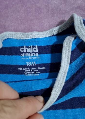 Mavi Çizgili Kısa Kollu Bebek Body - Görsel 3