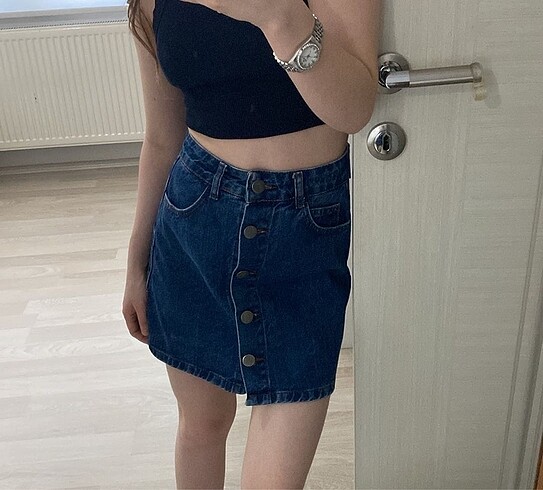 Bershka mavi mini kot etek