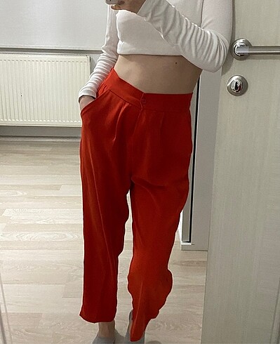 Kadın turuncu uzun pantalon