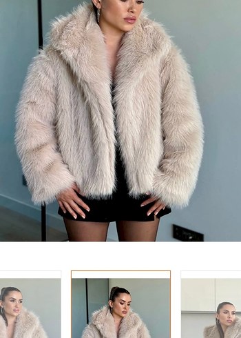 Bej Suni Kürk Ceket - Görsel 2