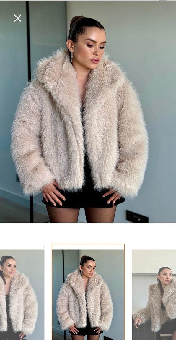 Bej Suni Kürk Ceket - Görsel 2