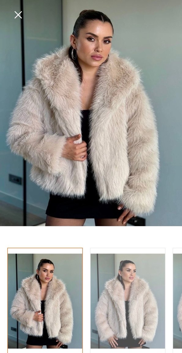 Bej Suni Kürk Ceket - Görsel 3