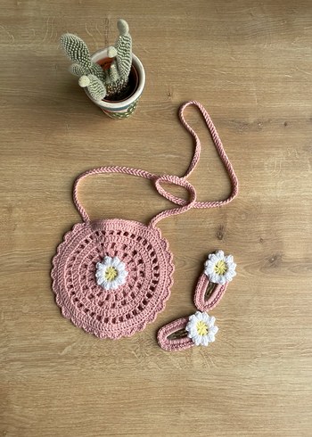 Dantel İşlemeli Pembe Çiçekli Bohem Çanta Seti - Görsel 4