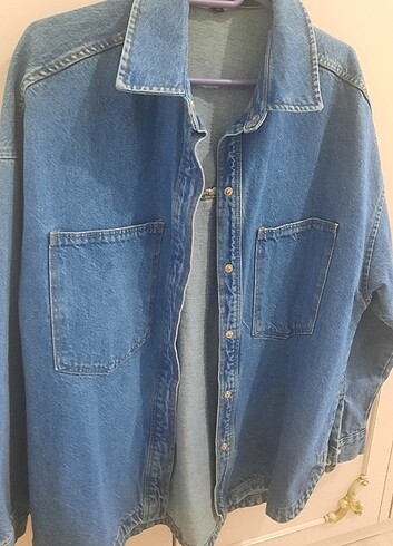 s Beden Mavi oversize kot ceket