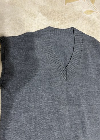 Gri V Yaka Uzun Triko Süveter - Görsel 2