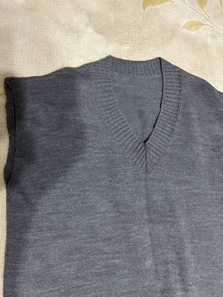 Gri V Yaka Uzun Triko Süveter - Görsel 2
