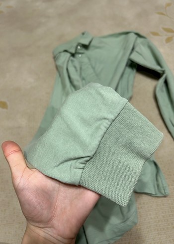 Bej Uzun Kollu  Polo Tişört - Görsel 3