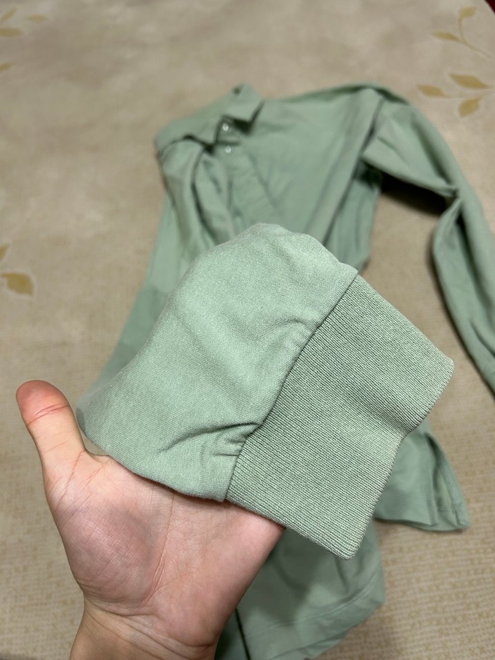 Bej Uzun Kollu  Polo Tişört - Görsel 3