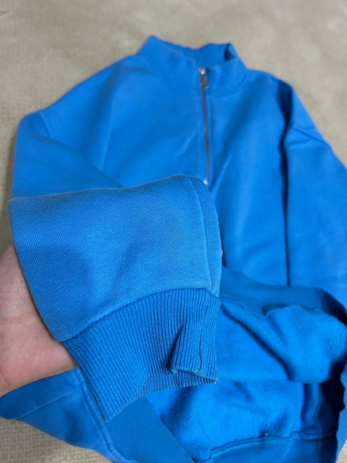 Mavi Yarım Fermuarlı Kadın Sweatshirt - Görsel 4