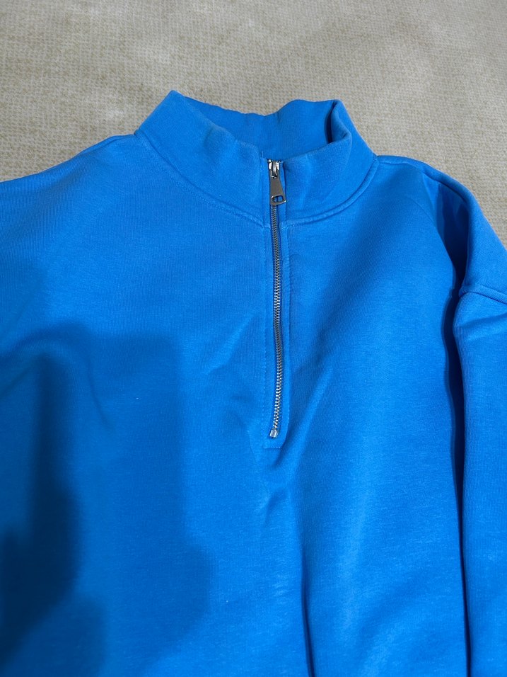 Mavi Yarım Fermuarlı Kadın Sweatshirt - Görsel 2