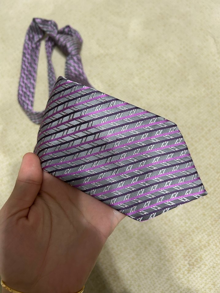 Mor Çizgili Erkek Kravat - Görsel 2