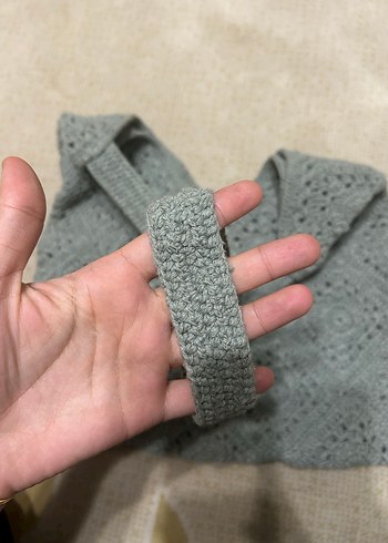 Gri Bohem Dantel Detaylı Örgü Kadın Çanta - Görsel 2