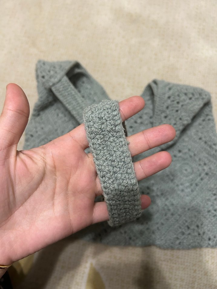 Gri Bohem Dantel Detaylı Örgü Kadın Çanta - Görsel 2