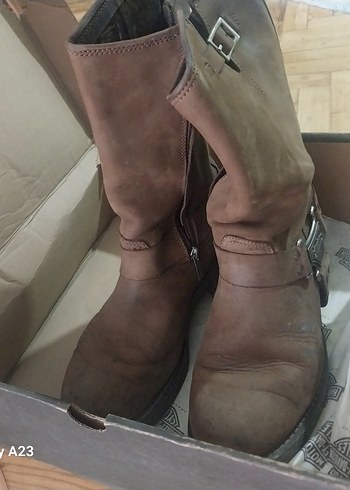 Kahverengi Deri Tokalı Biker Bot - Görsel 5