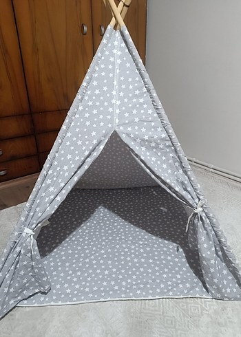 Gri Yıldız Desenli Çocuk Oyun Çadırı - Görsel 4