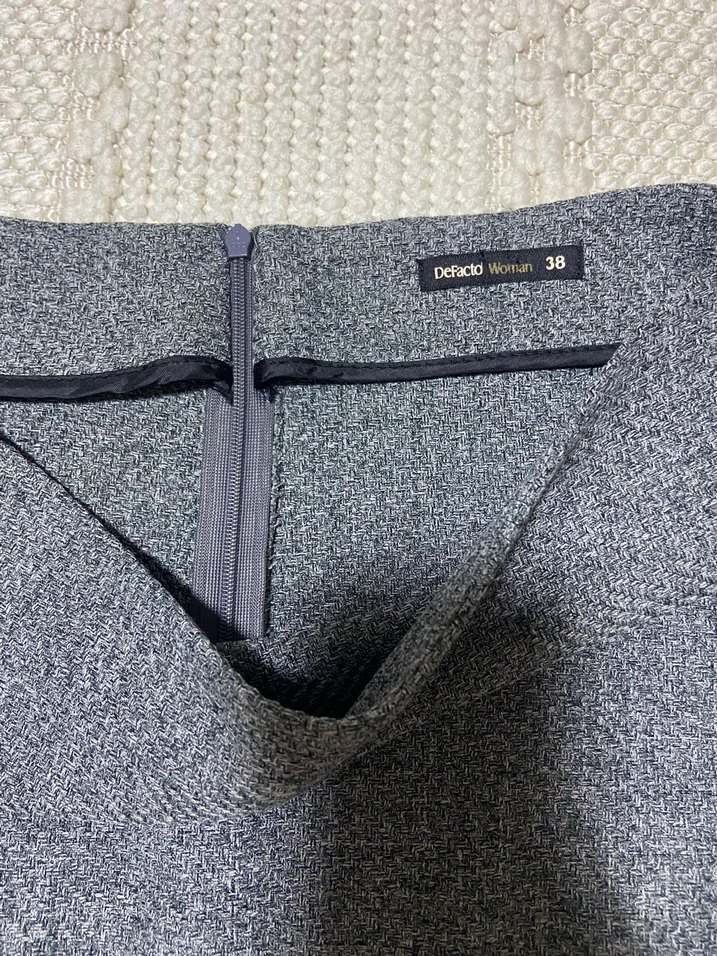 Gri Triko Midi Kadın Etek - Görsel 3