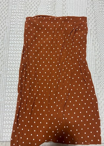 Kahverengi Puantiyeli Fırfırlı Kadın Etek - Görsel 4