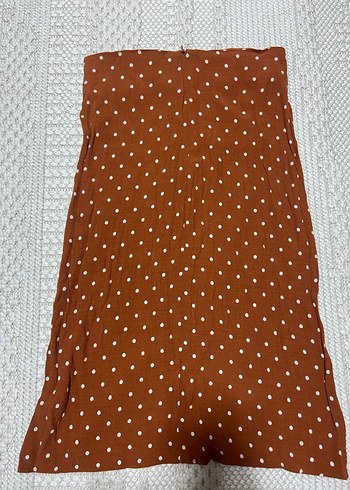 Kahverengi Puantiyeli Fırfırlı Kadın Etek - Görsel 3