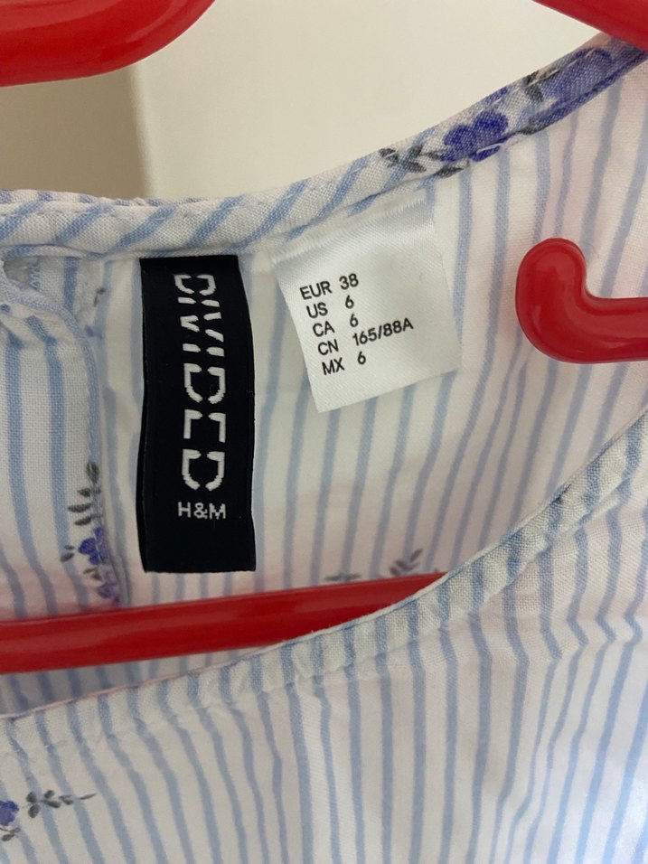 Mavi Çiçekli Uzun Kollu Pamuk Bluz - Görsel 3