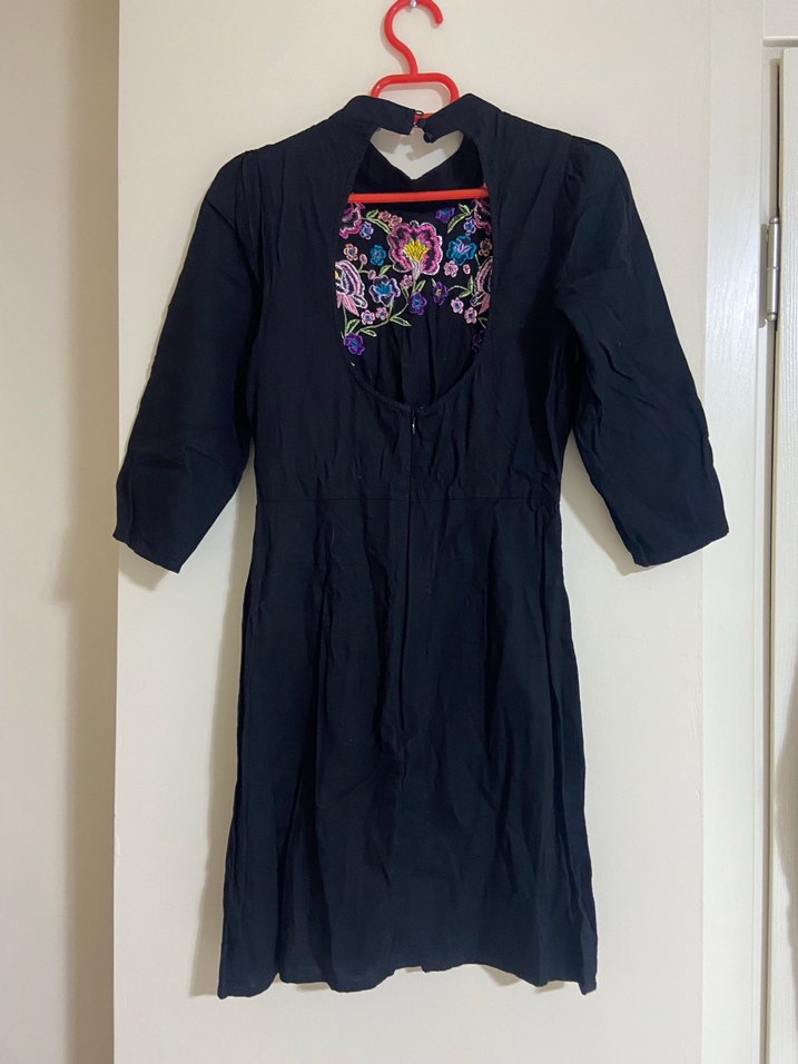 Nakışlı, Uzun Kollu, Yüksek Yakalı Bohem Tunik - Görsel 3