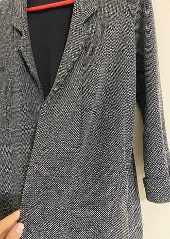 Gri Midi Kadın Kaban Düğmeli, Rahat Kesim - Görsel 3