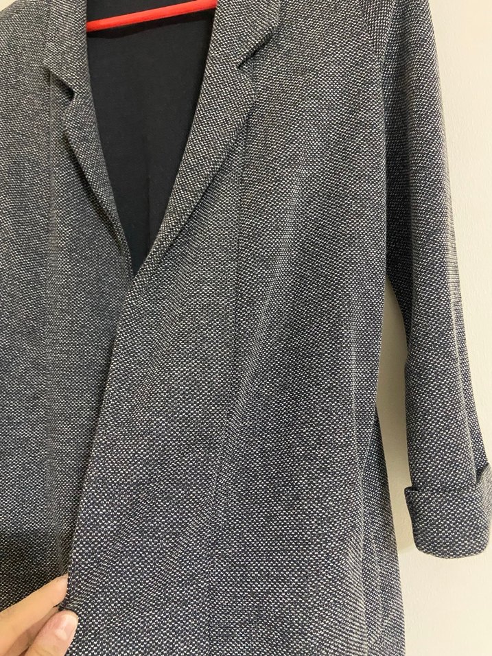 Gri Midi Kadın Kaban Düğmeli, Rahat Kesim - Görsel 3