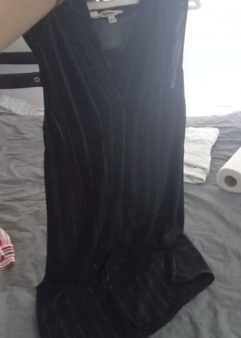 Siyah V Yaka Kolsuz elbise - Görsel 6