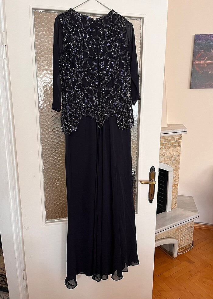 Uzun taşlı abiye elbise - Görsel 2