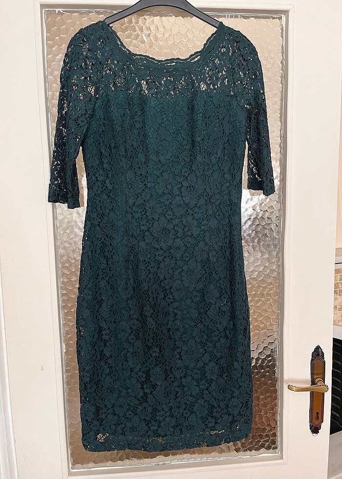 Yeşil güpürlü abiye - Görsel 3